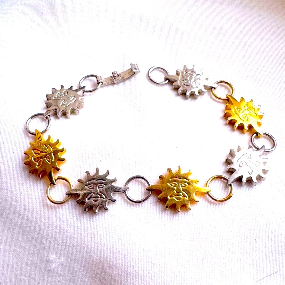 ☀️✨ 925 Sterling Silver Sunburst Bracelet | Celestial Two-Tone Luxury ✨☀️